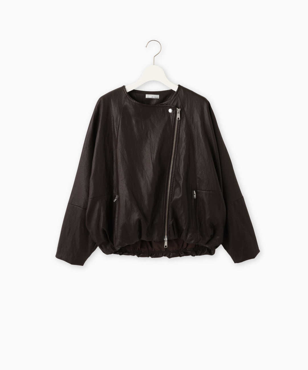 フェイクレザーノーカラーライダースジャケット