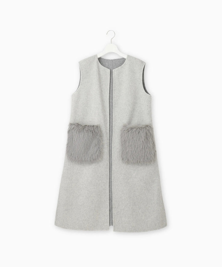 ファーポケットロングジレ