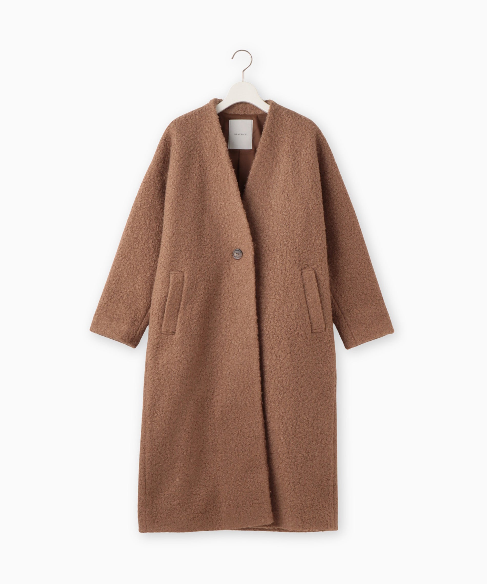 ENFOLD ノーカラー　ロングコート　ノーカラーロングコート　毛 ノーカラーロングコート – FACE SANS FARD