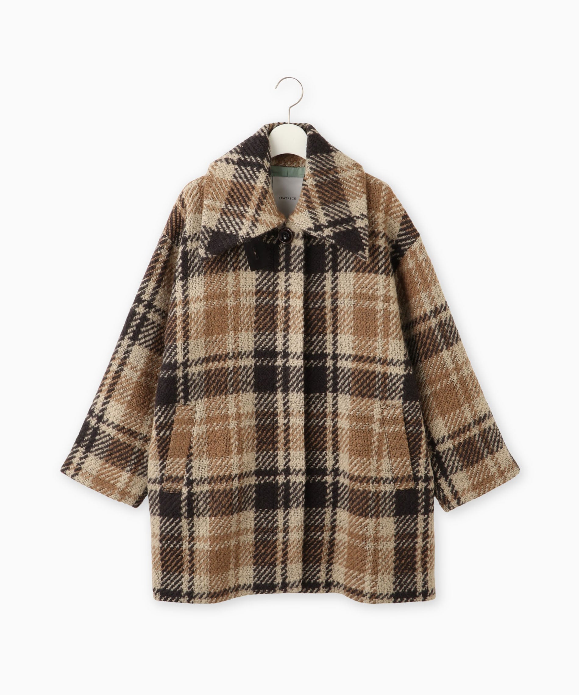 チェックステンカラーコート – FACE SANS FARD