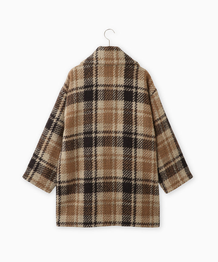 チェックステンカラーコート