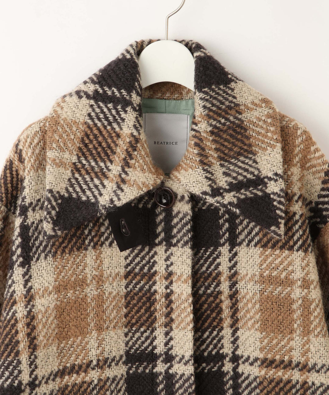 チェックステンカラーコート