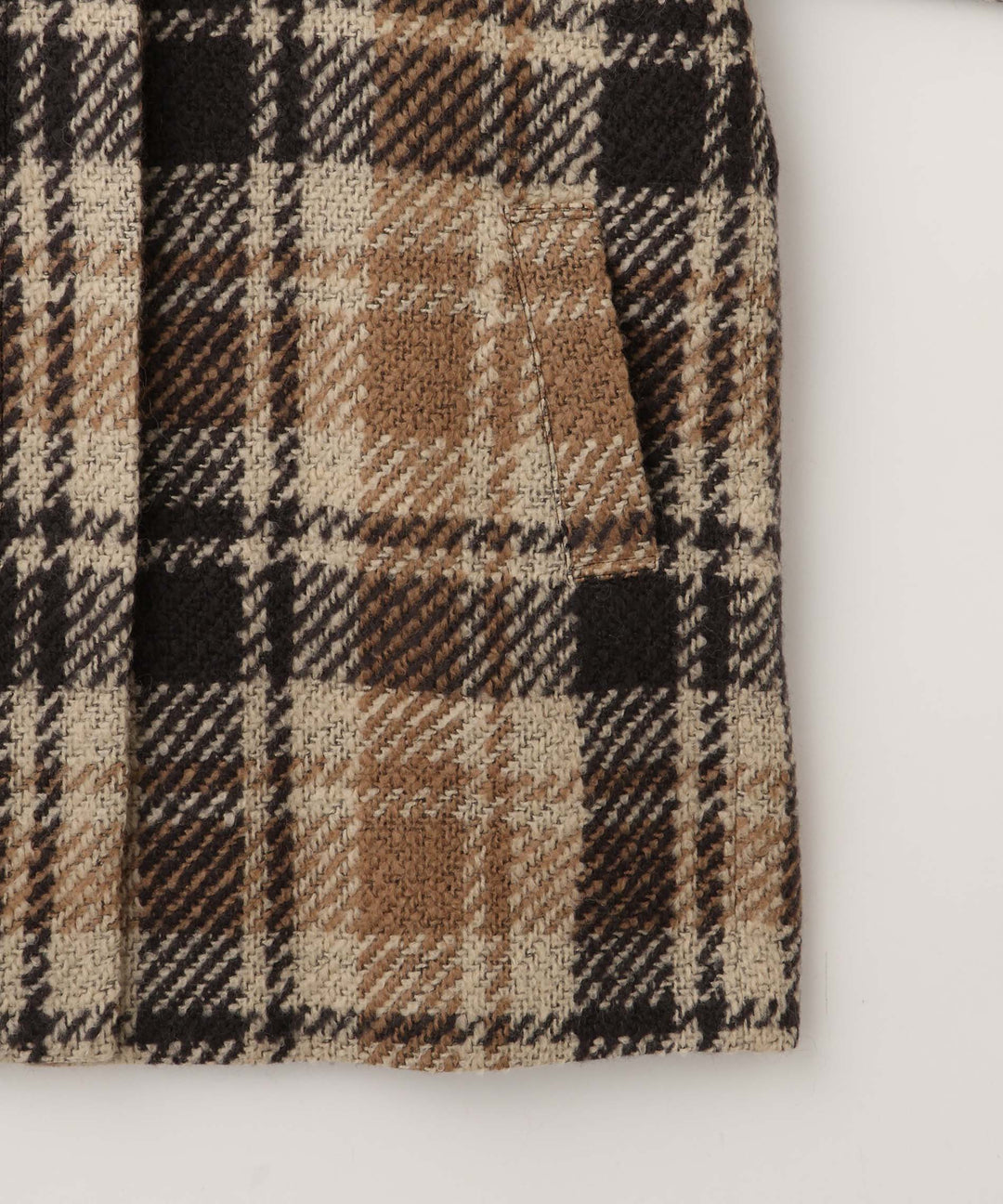 チェックステンカラーコート