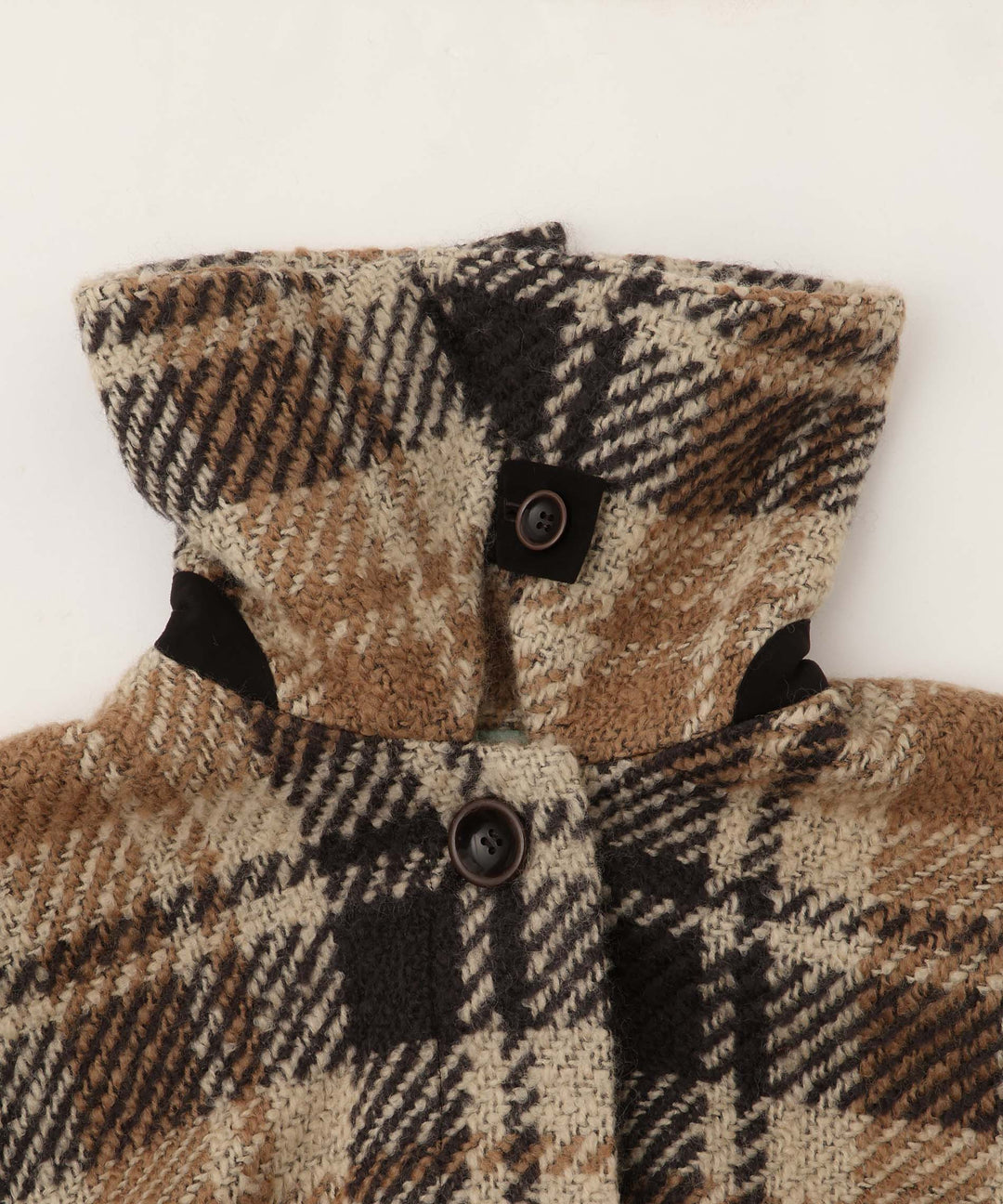 チェックステンカラーコート