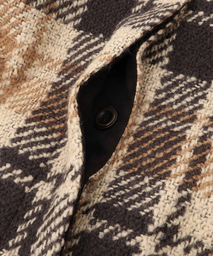 チェックステンカラーコート