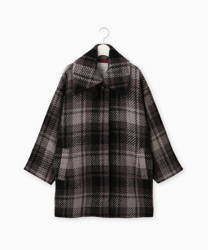 チェックステンカラーコート