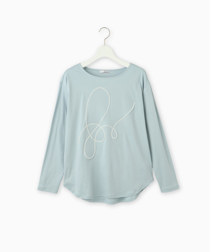コード刺繍クルーネックトップス