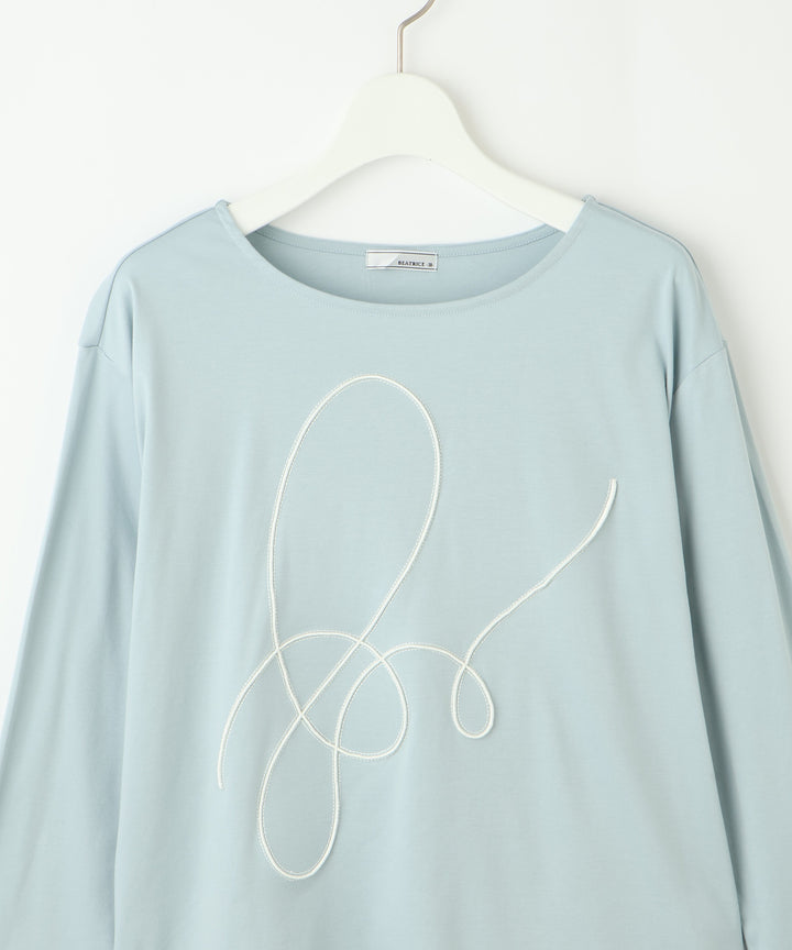 コード刺繍クルーネックトップス