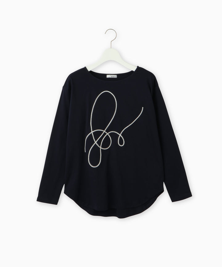 コード刺繍クルーネックトップス