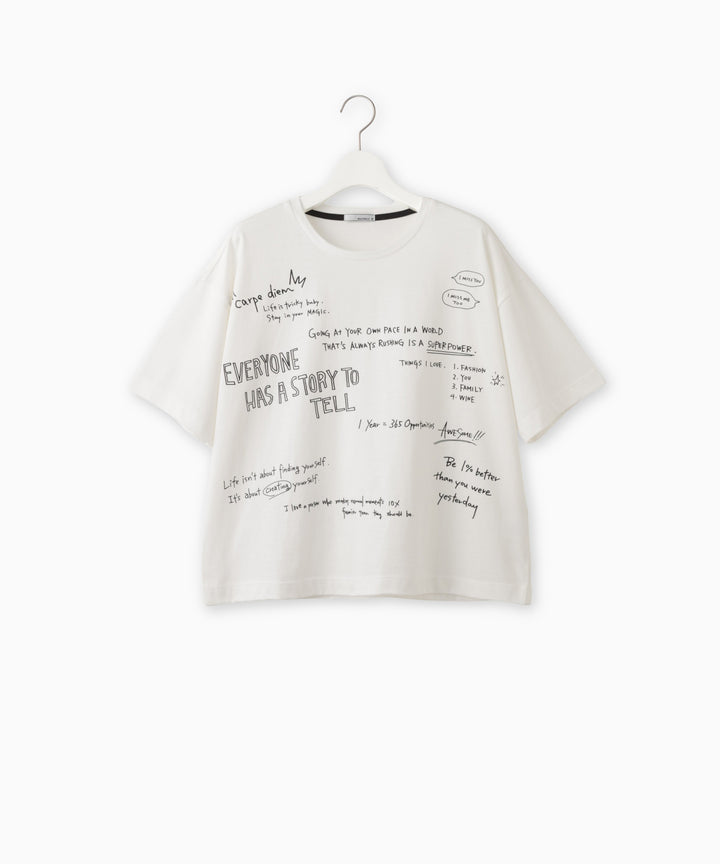 メッセージプリントコットン天竺Tシャツ