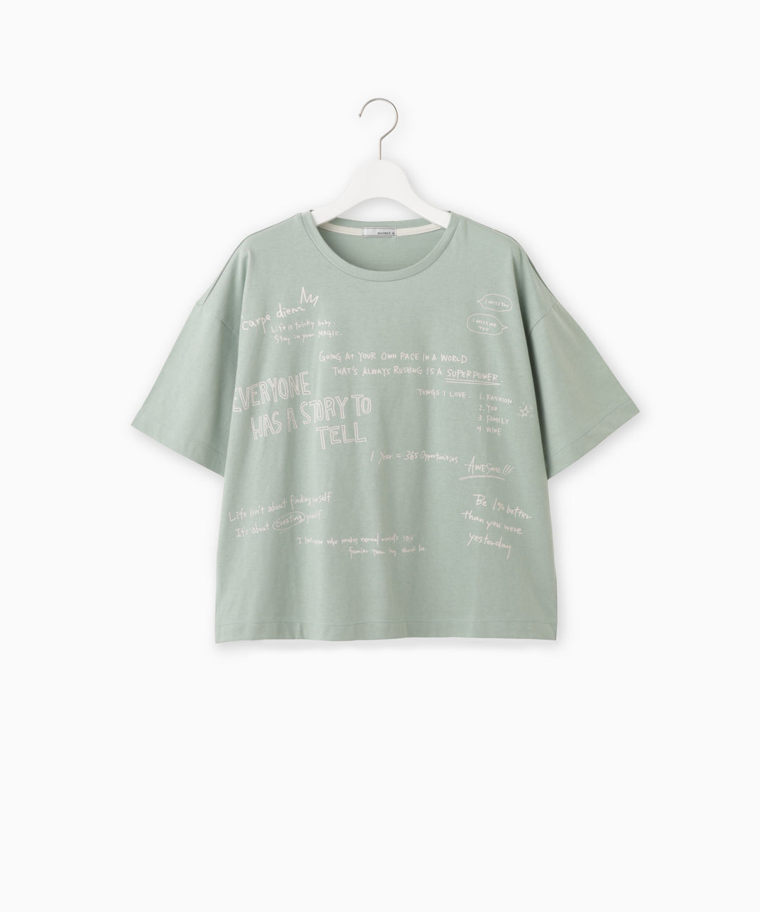 メッセージプリントコットン天竺Tシャツ