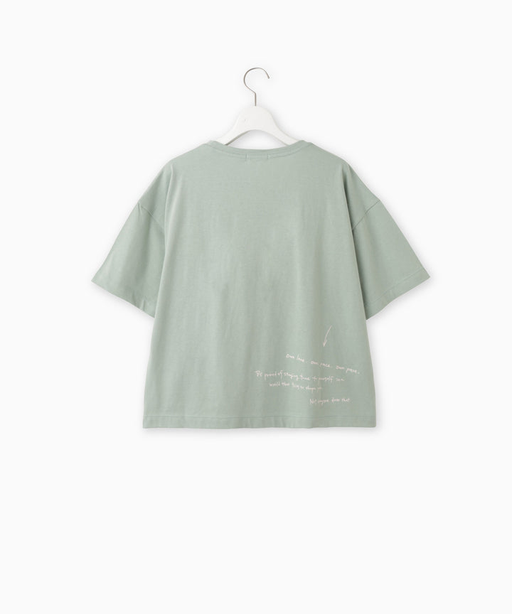メッセージプリントコットン天竺Tシャツ