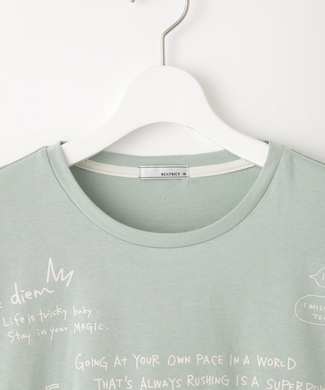 メッセージプリントコットン天竺Tシャツ