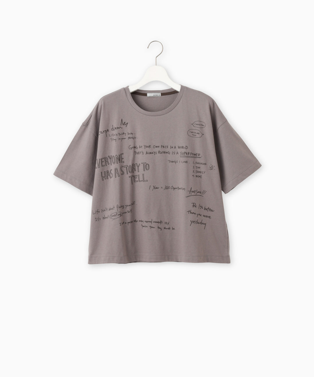 メッセージプリントコットン天竺Tシャツ