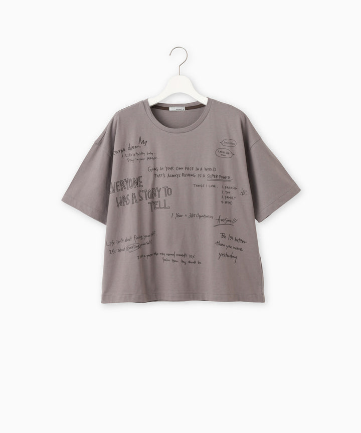 メッセージプリントコットン天竺Tシャツ