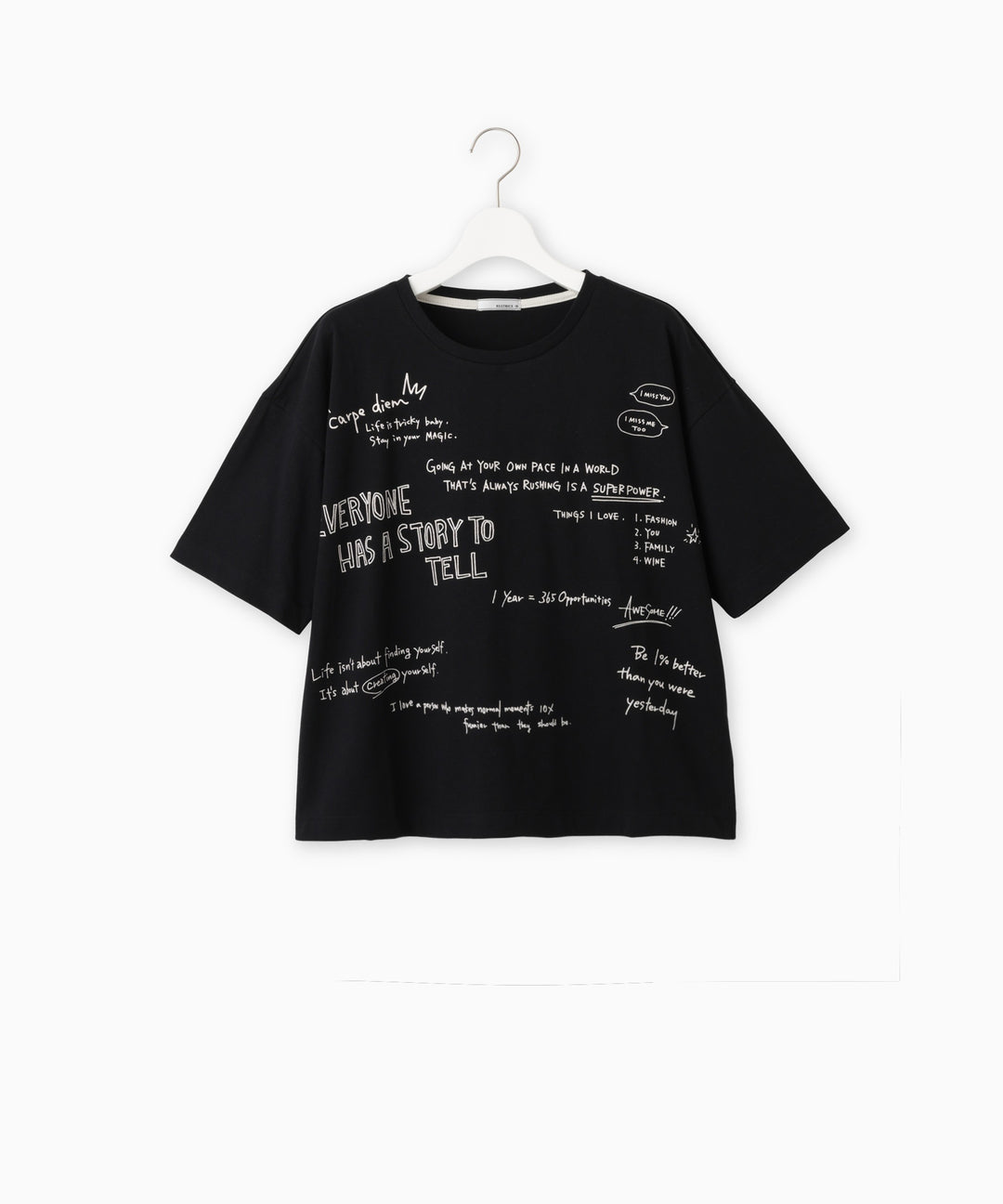 メッセージプリントコットン天竺Tシャツ