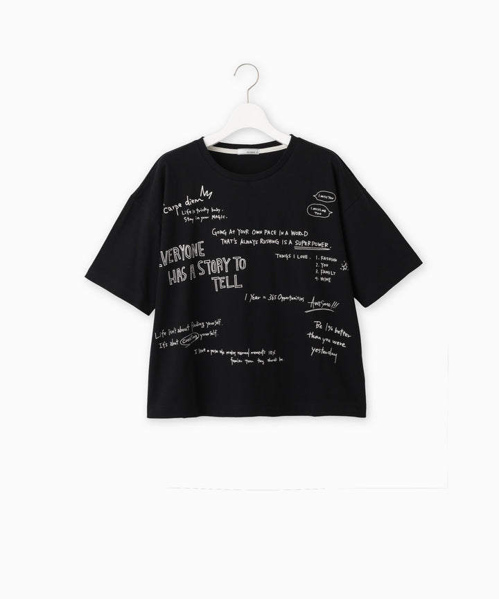 メッセージプリントコットン天竺Tシャツ