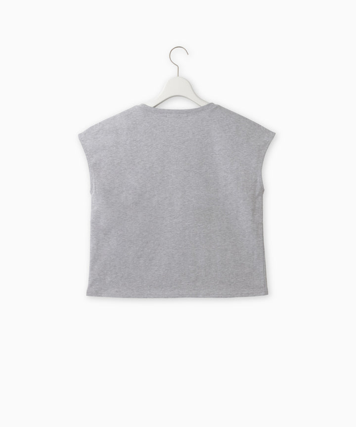 ビーズフラワー刺繍フレンチスリーブTシャツ