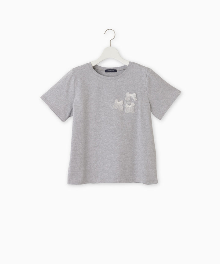 オーガンジーリボンコットンTシャツ
