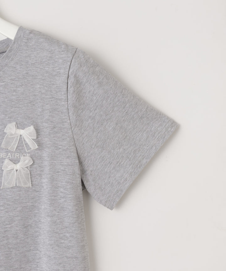 オーガンジーリボンコットンTシャツ