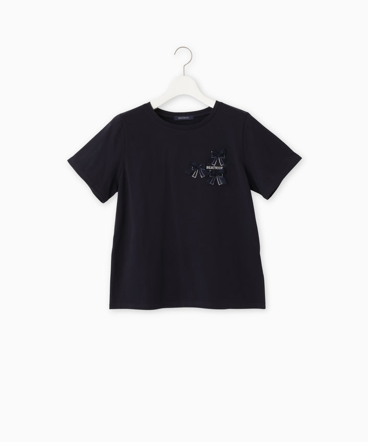 オーガンジーリボンコットンTシャツ