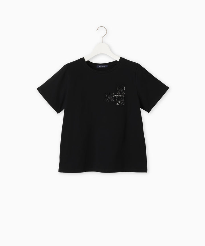 オーガンジーリボンコットンTシャツ