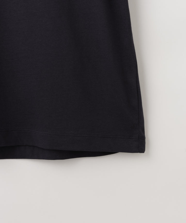袖フリルメッセージプリント天竺Tシャツ