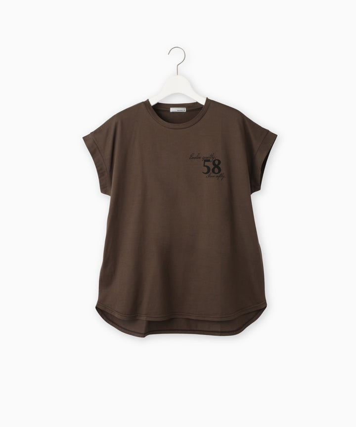フレンチスリーブコットンロゴTシャツ