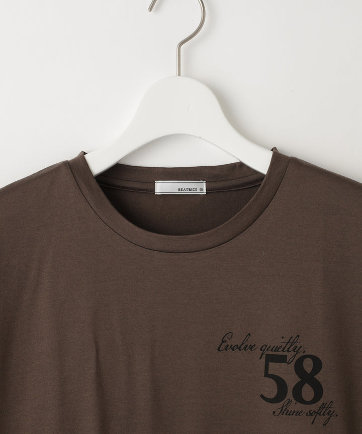 フレンチスリーブコットンロゴTシャツ
