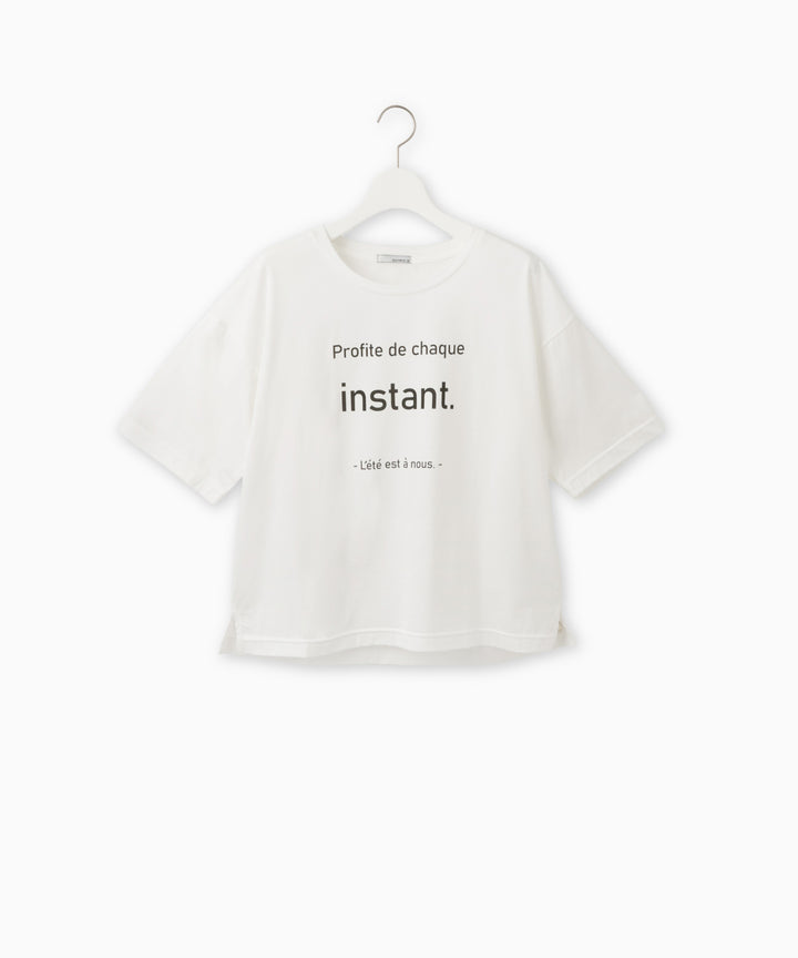クルーネックメッセージプリントTシャツ