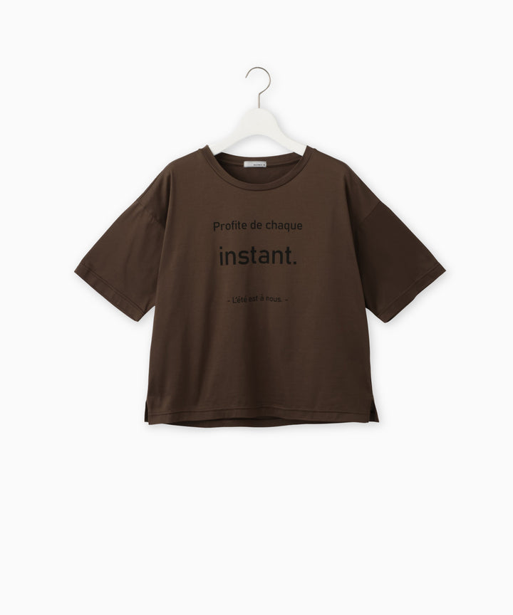 クルーネックメッセージプリントTシャツ