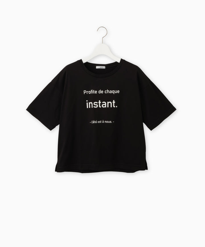 クルーネックメッセージプリントTシャツ