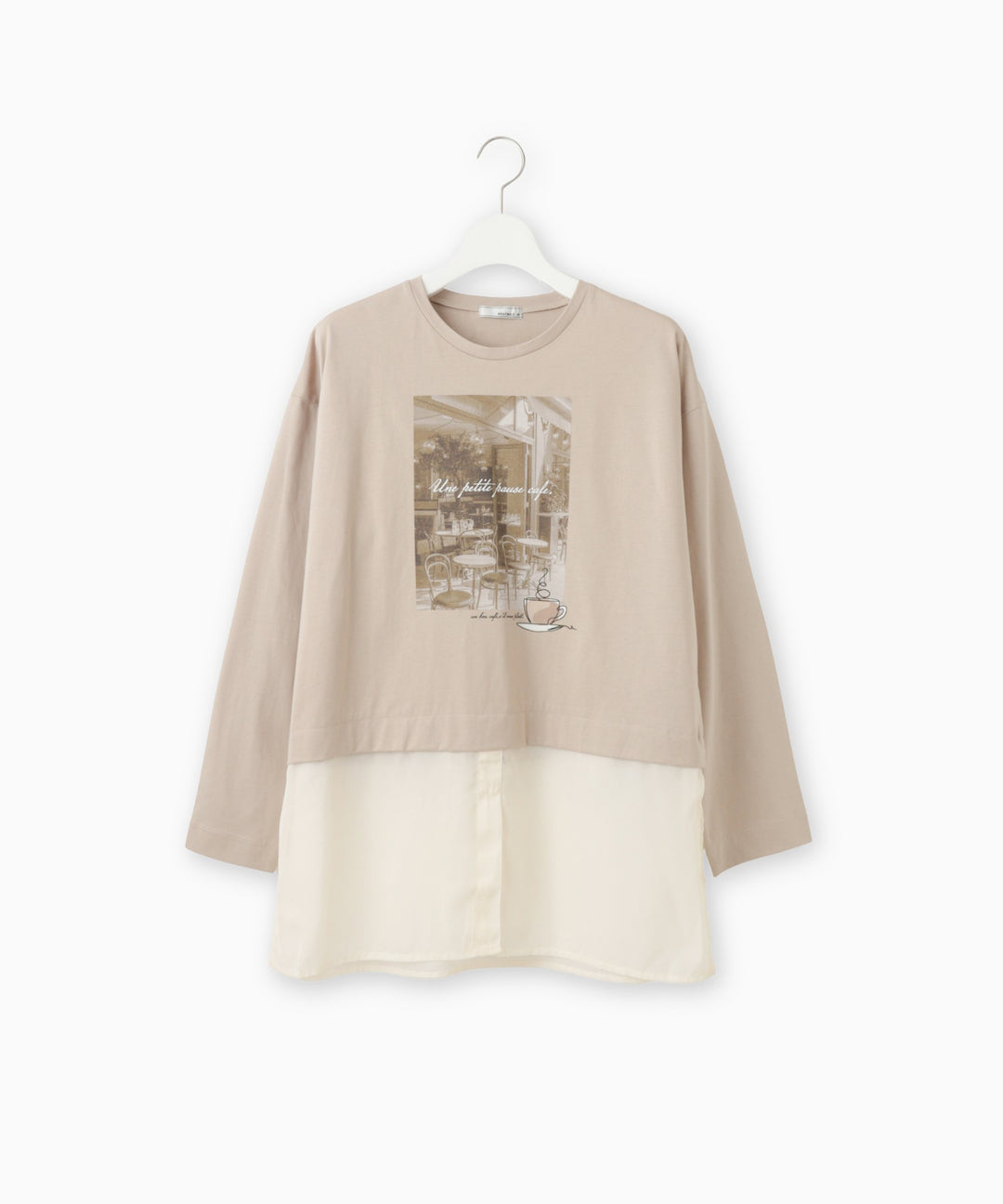 異素材ドッキングフォトプリントTシャツ