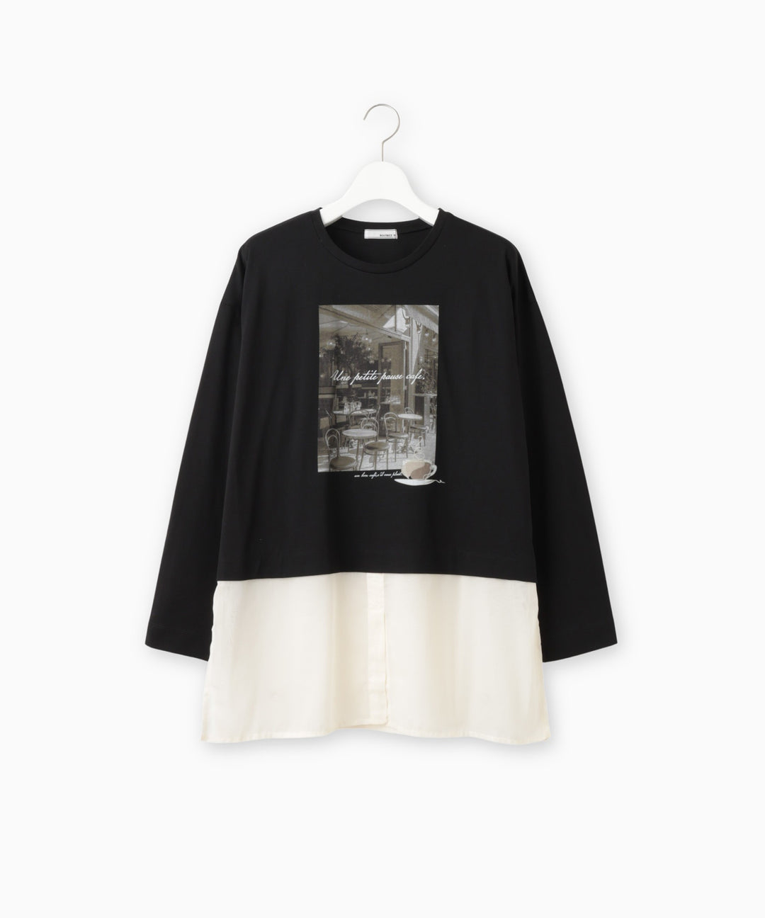 異素材ドッキングフォトプリントTシャツ