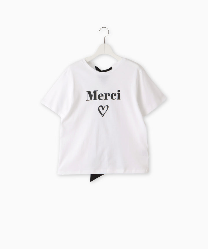 MerciロゴバックリボンTシャツ