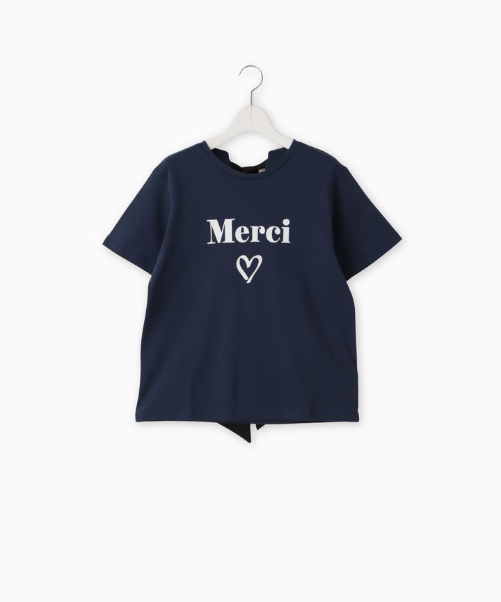 MerciロゴバックリボンTシャツ