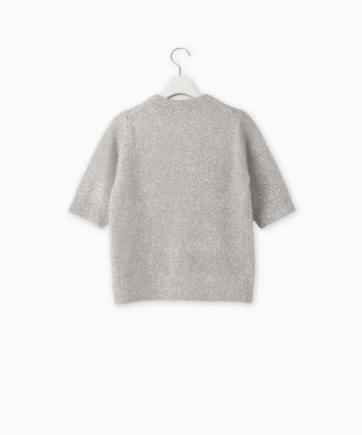 五分袖ラメニットプルオーバー