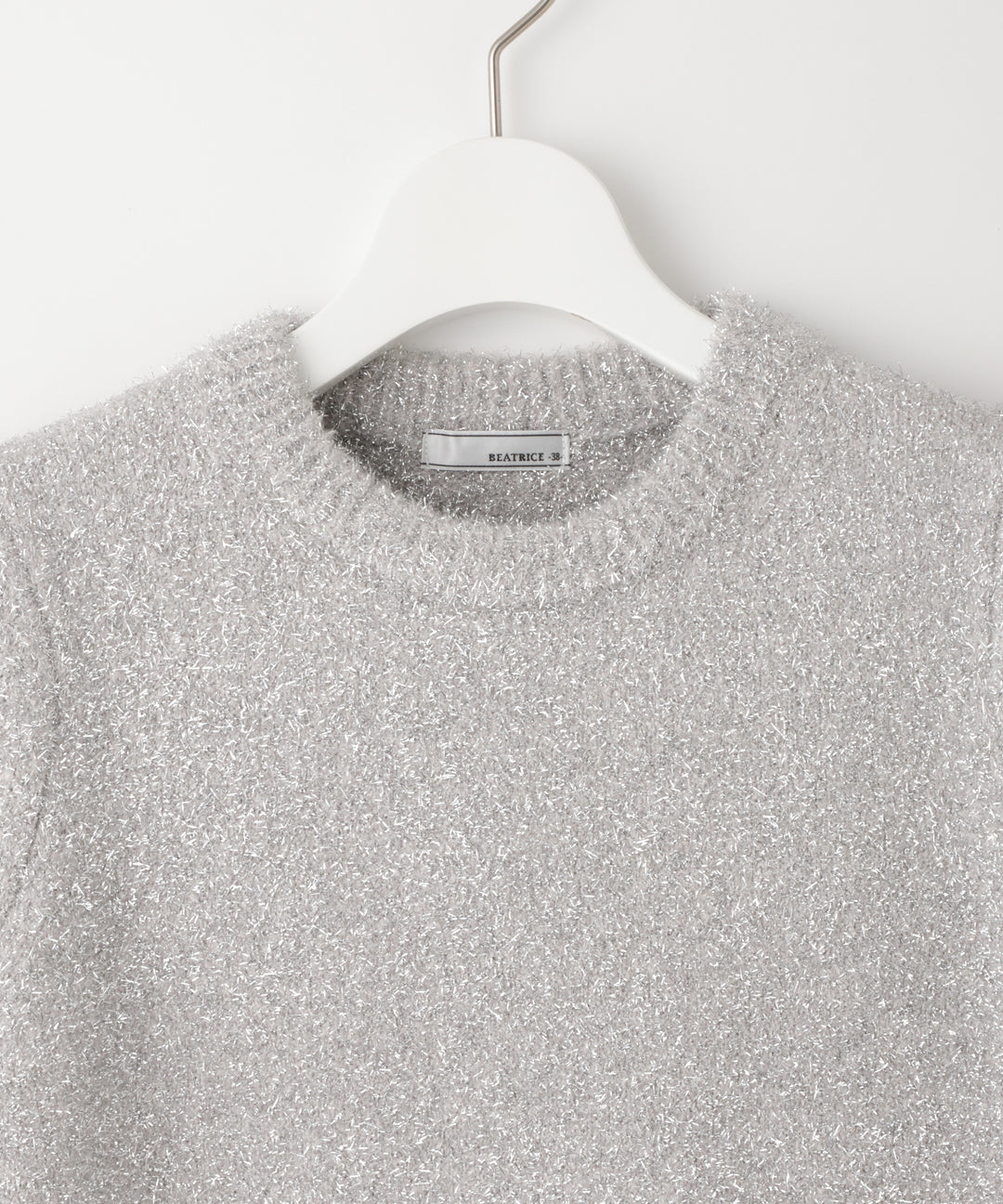 五分袖ラメニットプルオーバー