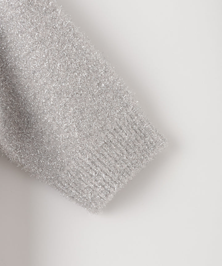 五分袖ラメニットプルオーバー