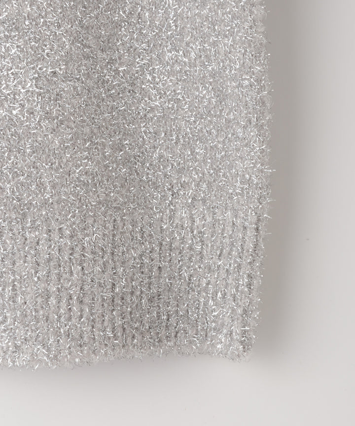 五分袖ラメニットプルオーバー