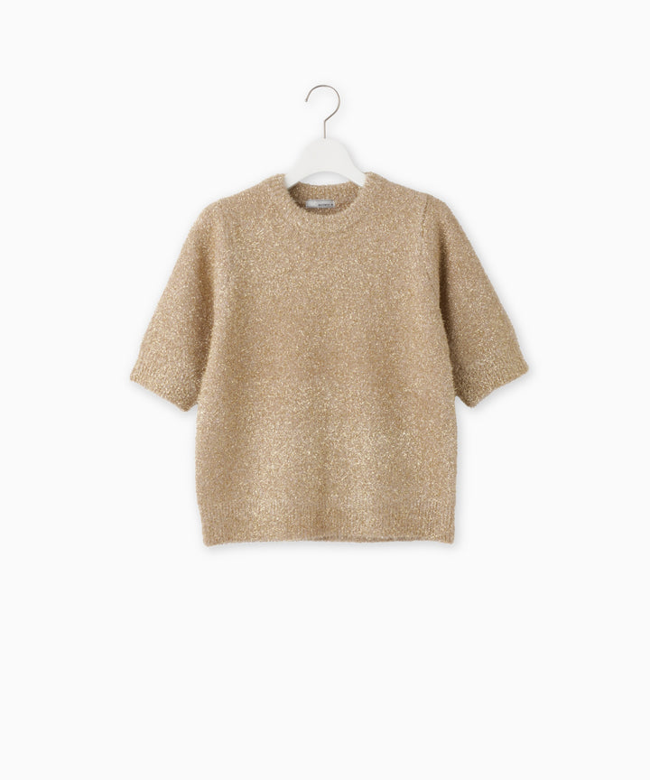 五分袖ラメニットプルオーバー