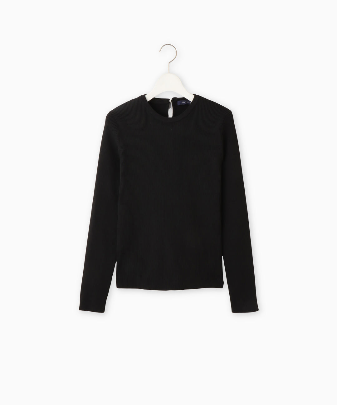 フラワーモチーフ衿付きリブニットプルオーバー