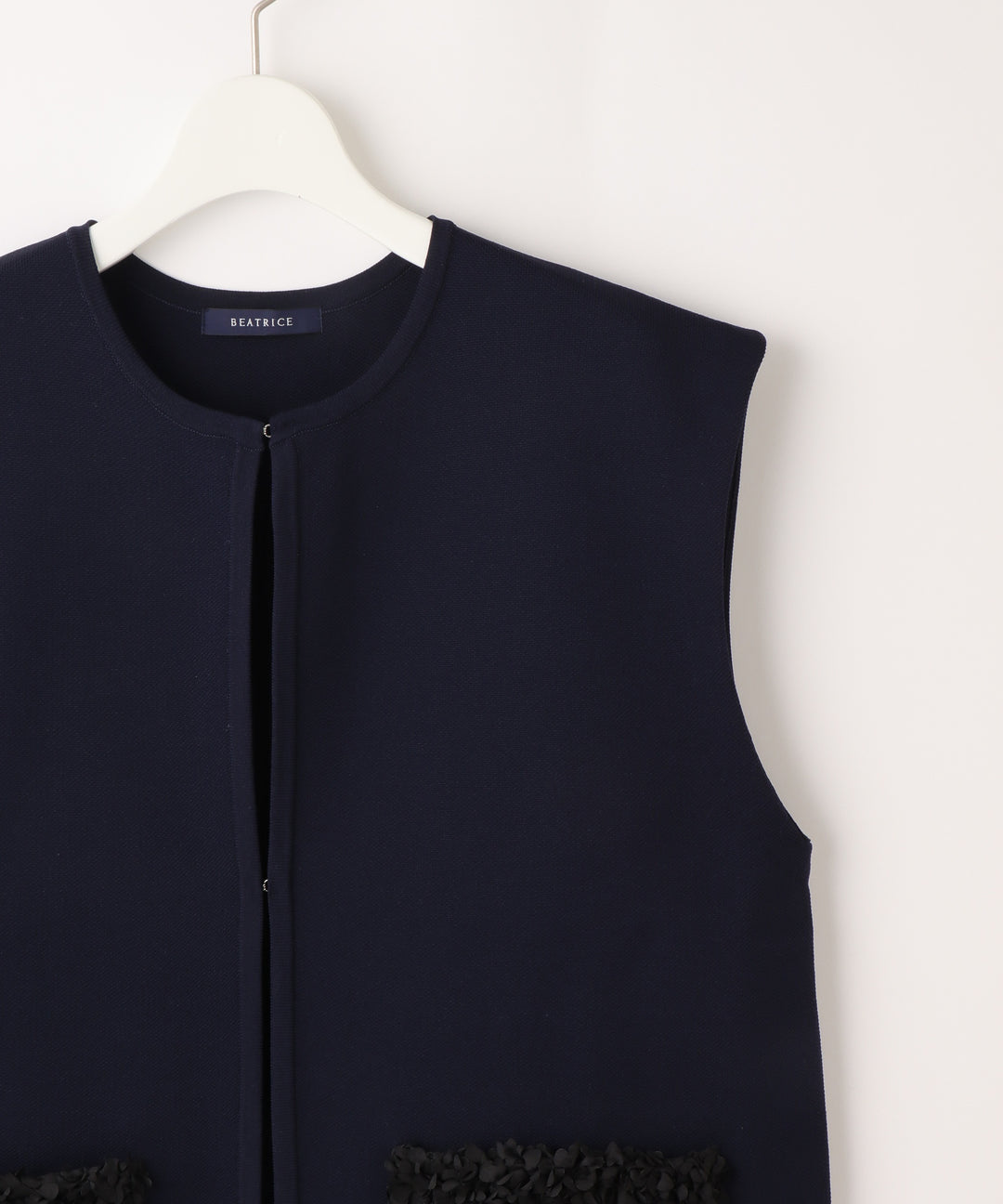 フラワーモチーフポケットニットジレ