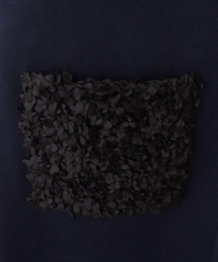 フラワーモチーフポケットニットジレ