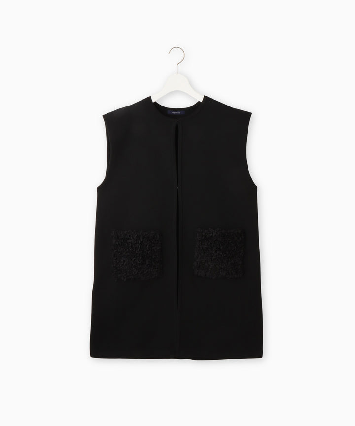 フラワーモチーフポケットニットジレ