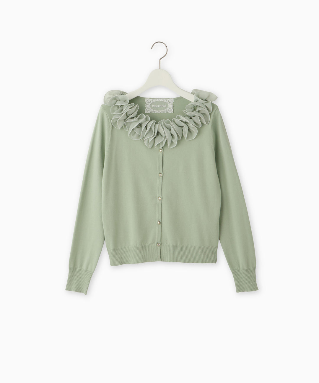 フリルオーガンジーサテンカーディガン