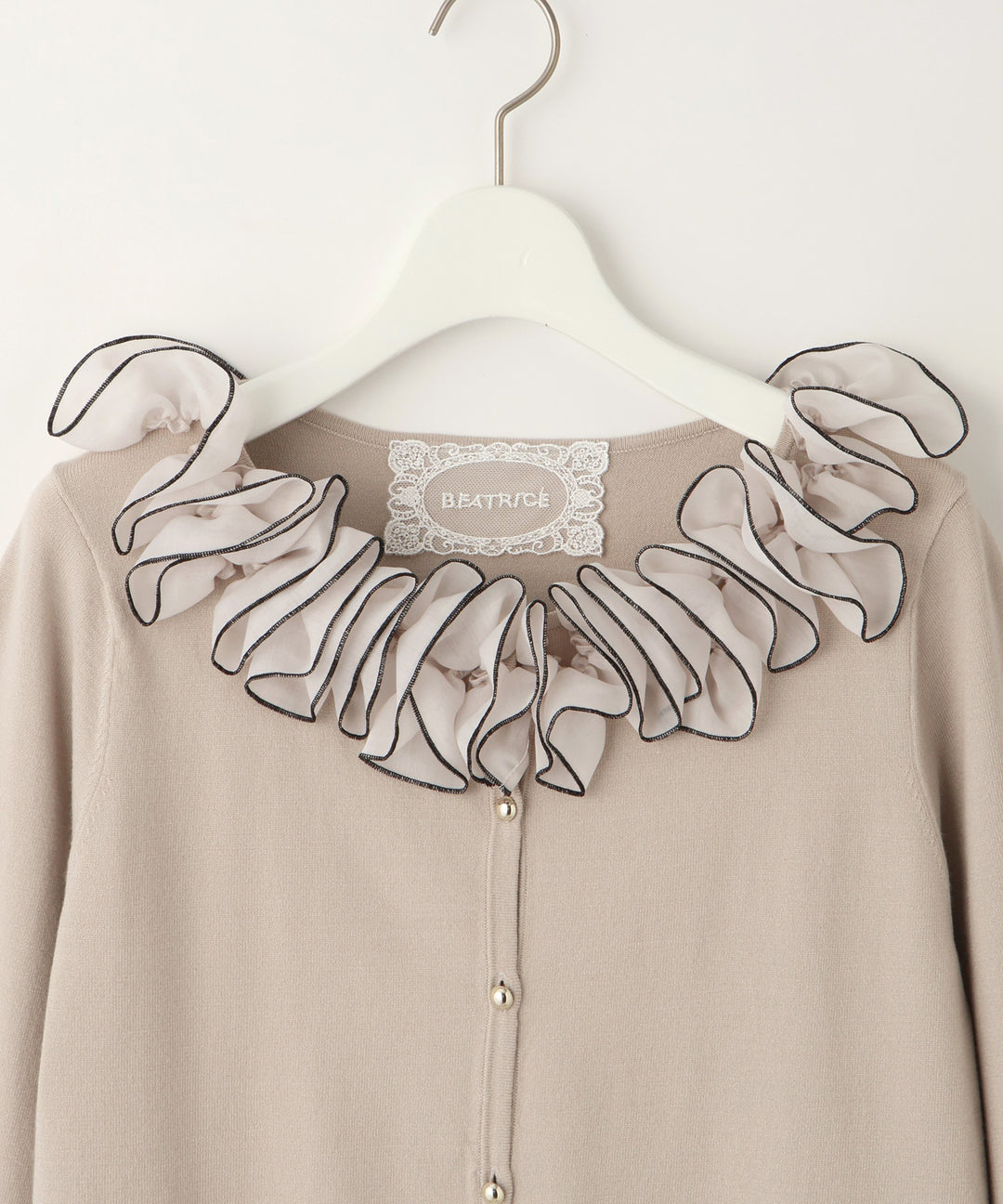 フリルオーガンジーサテンカーディガン