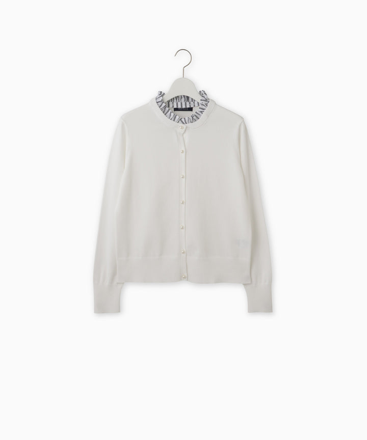 Ruffled Collar Knit Cardigan