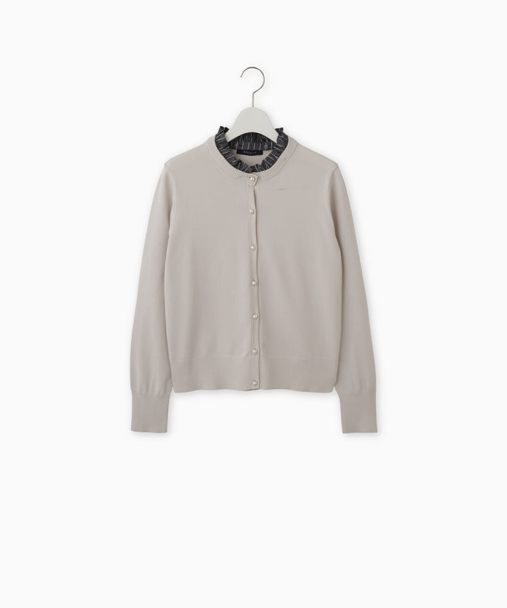Ruffled Collar Knit Cardigan