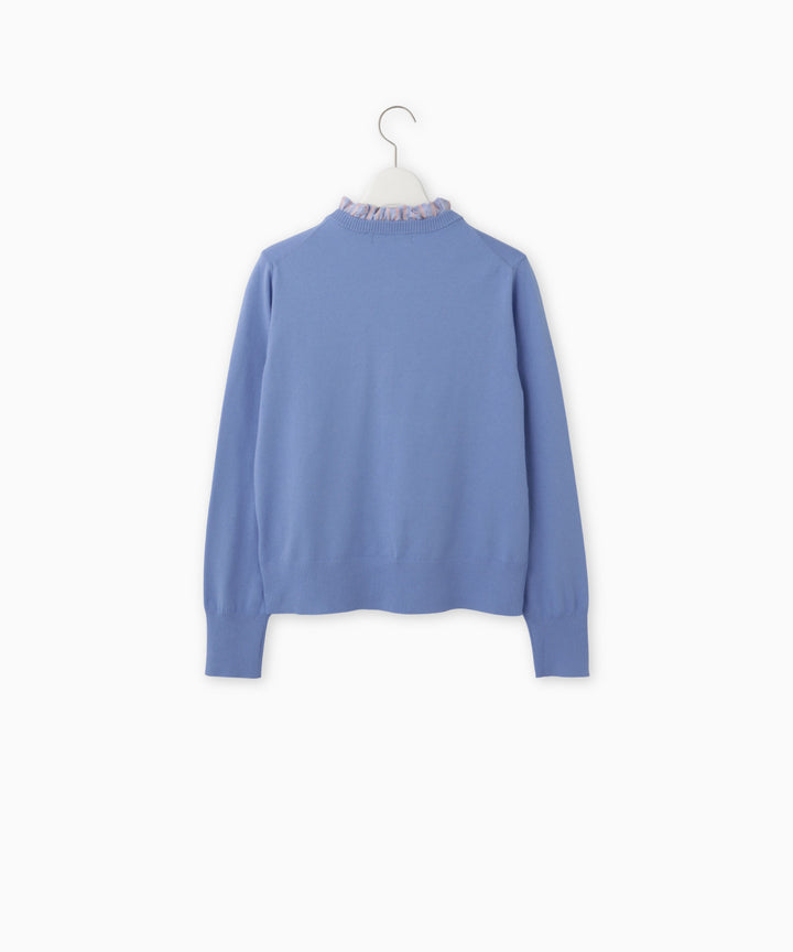 Ruffled Collar Knit Cardigan